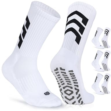 CLOSEMATE 3 Paires Chaussettes Antidérapantes Foot Homme Femme 35-38 39-42 43-46 Anti-Ampoules Résistantes Respirantes pour Sport Football Randonnée Pilates Running en Blanc Noir Gris Bleu Rouge