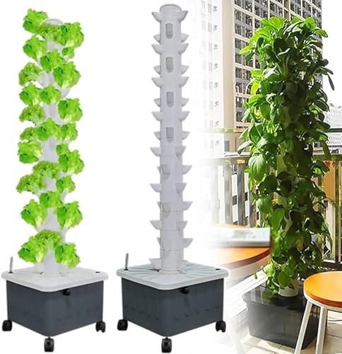 GFF Garden Tower Aeroponic Grow Kit, Indoor Grow System Vertikaler Grow Tower, Aeroponisches Gartensystem und Hydroponik-Kit mit 45 Pflanzplätzen