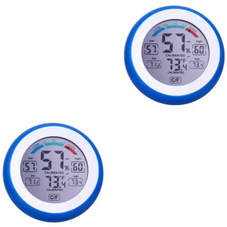 Sosoport 2stücke Rundes Lcd Thermometer Mit Hygrometer Präzise Messung Von Temperatur Und Luftfeuchtigkeit Für Innenräume Touchscreen Hohe Genauigkeit Batteriefrei