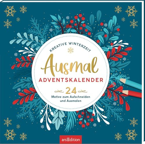Ausmal-Adventskalender – Kreative Winterzeit: 24 Motive zum Aufschneiden und Ausmalen | Ein Adventskalender zum Ausmalen mit 24 Malvorlagen und ... für alle Malfans (Malprodukte für Erwachsene)