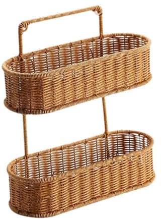 Folpus Frutero para Colgar en la Pared, Cesta de Almacenamiento de 2 Niveles con Gancho, Organizador de Pared para baño, Dormitorio y Cocina, Oval
