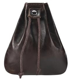 Klassische Echtleder Münztasche - Retro Münzbeutel mit Kordelzug | Handgefertigt aus Premium-Rindsleder für Damen & Herren | Mini Geldbörse,Münzbörse,Minibörse,Geldbeutel