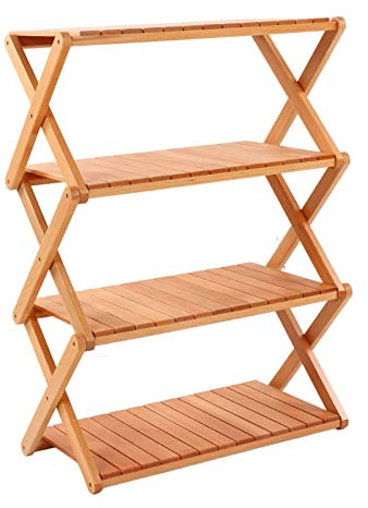 Supporto pieghevole in legno massello da campeggio all'aperto con manico a forma di X, tavolo portaoggetti portatile impermeabile multistrato per barbecue e guida autonoma