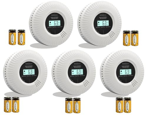 Carbon Monoxide & Smoke Alarm with Voice Alerts | 10-Year Sealed Battery | Dual Sensor Protection | EN14604 & EN50291 Certified | Fast Detection & Easy Installation (5-Pack)
