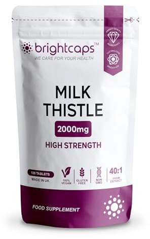 Milk Thistle Tablets 80% Silymarin High Strength 4,000mg Per Serving 2 Months Supply, 120 Vegan Tablets - Milk Thistle Capsules Alternative - Liver Detox Health Suppot | Premium Supplement Made in UK