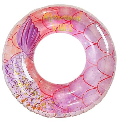 Schwimming Ring Erwachsene, Transparenter Pailletten Floating Ring, Aufblasbare Schwimmreifen 90cm, Schwimmring Röhre Für Sommerpool Party, Geeignet für Erwachsene und Kinder