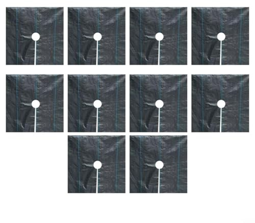 CashMuch Confezione da 10 membrane per diserbo, 1 m x 1 m, tappetino per il controllo dell'erba da giardino, in tessuto di polipropilene, protezione per alberi, tappetini per la cura delle piante, per