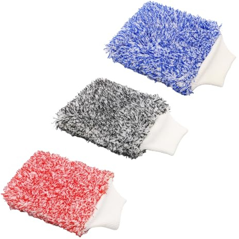 EujRcf 3 Pcs Microfiber Car Wash Mitt Cleaning Gloves, Wash Mitt For Car Washing, Motorbike Cleaning Kits, Professional Scratch Free Polishing for Auto Motorcycle