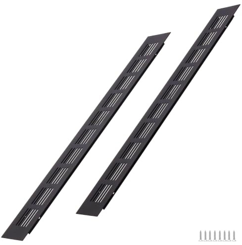 WJUAN Lüftungsgitter 2 Stück Alu 400x50 mm schwarz für Schrank & Türen | Aluminium Belüftungsgitter für Möbel, sorgt für Luftaustausch in Schränken, einfache Montage mit Schrauben, pflegeleicht