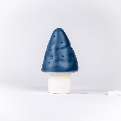 Egmont Toys Pilzlampe „Mushroom“, Jeans Blau – Kinder-Lampe handbemalt, 1,5 W LED – Dekoratives & sicheres Nachtlicht für Baby‑ & Kinderzimmer (Klein Ø15X28)