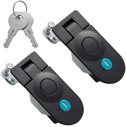 Lot de 2 loquets de compression en alliage de zinc avec bouton poussoir et clés, loquet à ressort robuste pour rangement de camping-car