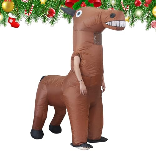 Blow Up riddräkt - passar 150-190 cm människor, helkroppsluftdräkt, ridkläder | promenaddjurmaskot för halloween parad semester firande familj sammankomst vän skämt rekvisita kit