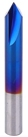 Fraise en bout de chanfrein à 90 degrés, fraise à chanfrein à 2 cannelures, fraise en carbure cémenté en acier au tungstène à revêtement bleu pour machines-outils et fraiseuses, (8*60L)