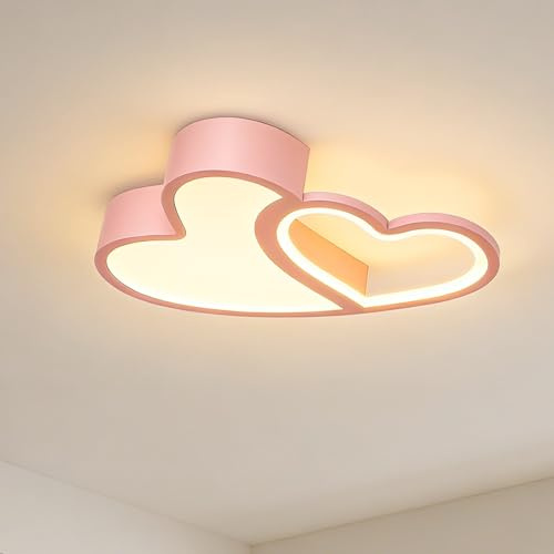 PBTERDTF LED Deckenlampe Schlafzimmer, Herz Deckenleuchte Dimmbar 40W 55CM Kinderzimmerlampe Decke mit Fernbedienung 3000K-6000K Deckenlampe Moderne für Wohnzimmer, Schlafzimmer, [Energieklasse A]