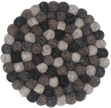 1 x 20 cm round home trivet, wool table coasters for cups, pots, pans and cups, hand-felted in Nepal