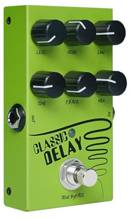 Pedal de efecto de retardo compacto con múltiples modelos de retardo, efecto True Bypass para uso en escenario y estudio, diseño metálico