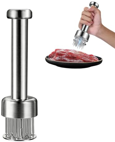 Fleischklopfer Edelstahl, Fleischklopfer aus Edelstahl mit Nadelkopf | Fleischzartmacher Edelstahl, Spülmaschinenfest, Küchenhelfer zum Zartmachen von Rindfleisch Schweinefleisch und Hähnchenbrust