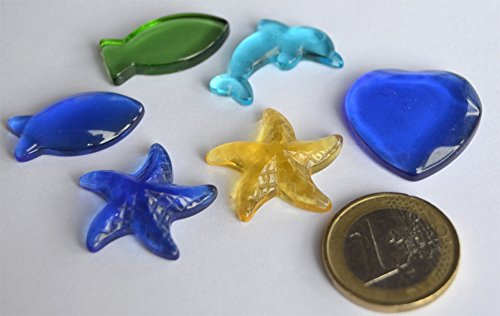 Bazare Masud e.K. 6 Stück(ca. 16g) Deko Glassteine handgearbeitet Maritim