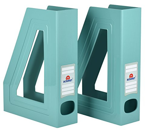 Acrimet Zeitschriftenhalter, vertikaler Organizer, Grün, 2er-Pack | Robuster Kunststoff, für Büro und Zuhause, Ablage für Ordner und Post, platzsparende Aufbewahrung