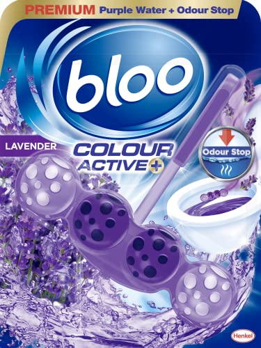 Bloo Colour Active Toilet Rim Block Lavender with Anti-Limescale, Cleaning Foam, Dirt Protection and Extra Freshness - 50g