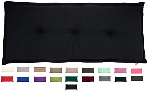 KOPU® Bankauflage Prisma Black | Auflagen für Gartenbank | Schwarz Bank Auflagen 180 x 50 cm | 19 Einfache Farben | Dralon | Robuster Schaumstoff für zusätzlichen Komfort