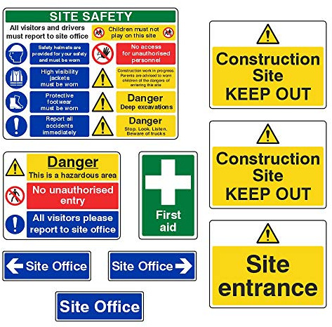 9 Piece Construction Site Safety Sign Starter Pack - Building Signs