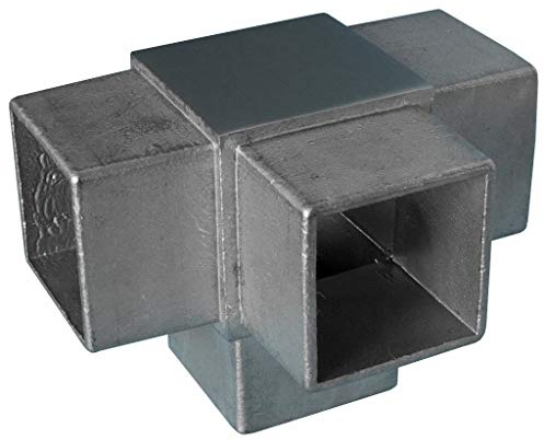 Acero Inox. Brida Guarniciones Tapas Conector Elementos Decorativos Arcos Material de Montaje Barandilla Pasamano - Pieza en T + Acabado Tubo Cuadrado, Quadratrohr 40 x 40 x 2mm