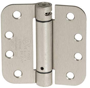 Ilyapa Self Closing Door Hinges, 2 Pack, Self Close, Satin Nickel Mortise Spring Hinge - 4 x 4 Inch for Doors with 5/8 Radius Corners