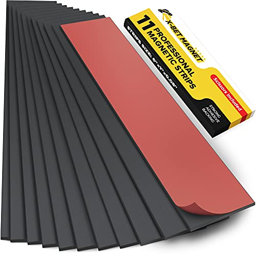 X-bet MAGNET Strisce magnetiche con supporto adesivo-Nastro magnetico per artigianato - Strisce magnetiche per utensili e coltelli per cucina, garage e giardino - Striscia magnetica adesiva (11 pezzi)