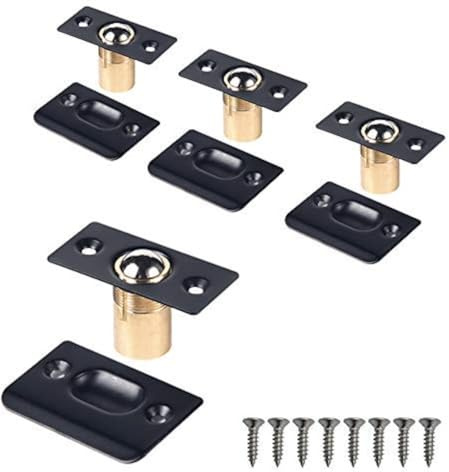 Mousike Closet Door Ball Catch, Edelstahl verstellbare Ball Catch Türbeschläge, (4 Stück schwarz)
