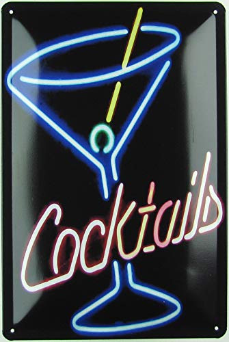 Blechschild 20x30 cm gewölbt Retro Cocktail Bar Deko Geschenk Schild