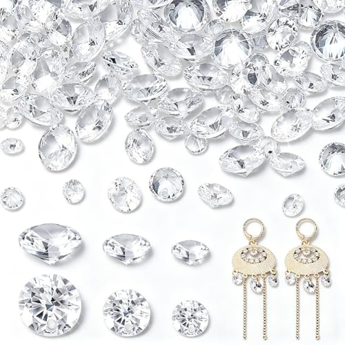 PandaHall 150pcs Diamantform Cubic Zirkonia Stein 3-Größen Kleine Klar Faceted Lose Perlen CZ Steine Pointed Back Cabochons für Ohrring Armband Schmuckherstellung, 4~8mm, mit vorgebohrtem Loch