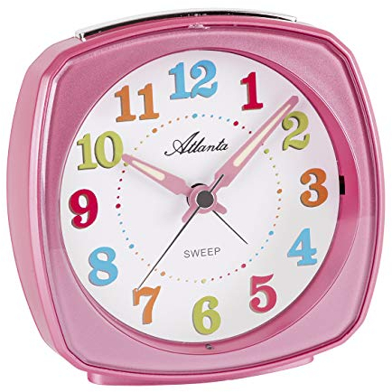 Despertador infantil sin tictac, analógico, color rosa, 2120/17