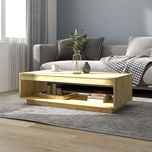 FIRBNUS 110x50x33,5 cm Blumentisch Coffee Table Beistelltisch Holz Wohnzimmertisch Modern Couch Tisch Kleiner Tisch Wohnzimmer Bürotisch Coutischtisch Robust Braun Kiefer Massivholz