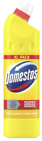 Domestos Citrus Fresh Thick Bleach disinfectant that eliminates 99.99% of bacteria and viruses* unstoppable limescale prevention 1.25 L
