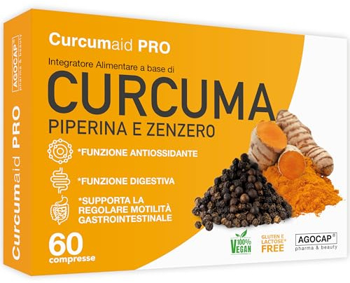 Curcuma e Piperina Plus, Curcumina 1000mg 60 compresse con estratto di curcuma piperina zenzero. + Piperina Vegana e Pepe Nero. Integratore Antinfiammatorio Naturale, turmeric