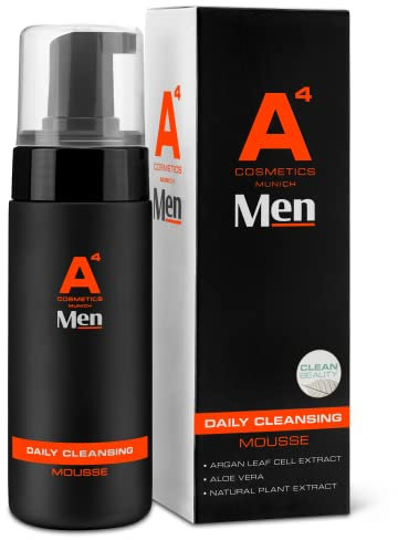 A4 Men – Daily Cleansing Mousse | Reinigungsschaum für Männer | Milde tiefenwirksame Gesichtsreinigung – 150ml | Clean Beauty Wirkstoffkosmetik auf natürlicher Basis