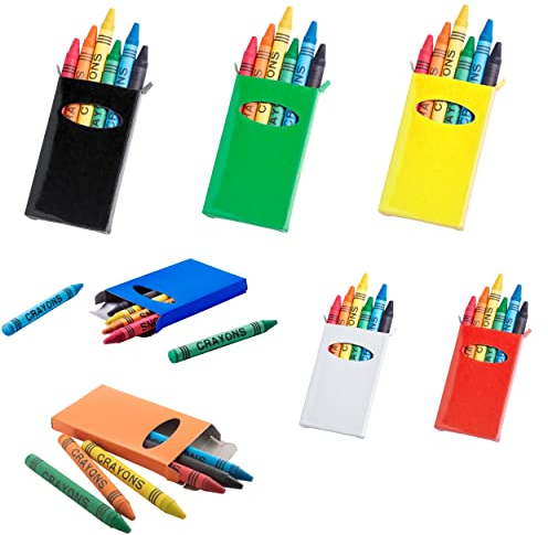 noTrash2003 10er Sets mit je 6 farbigen Wachsmalstiften Wachsmalkreide in bunter Kartonverpackung als Party Mitgebsel auch für Restaurants oder Hotels im nachhaltigen Papp Etui (Farbmix)