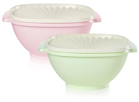 Tupperware Heritage Collection, 11,75 Tassenschüssel mit Starburst-Deckel, 2 Stück, Zuckerwatte Vintage-Farbe, spülmaschinenfest und BPA-frei (2,8 l)