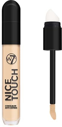 W7 Nice Touch Concealer - Aufhellen der Augenpartie & kaschieren von Hautunreinheiten - Mittlere Deckkraft - 2-in-1 Schwamm-Stab-Applikator und Verblenderschwamm - Sand - Veganes Make-up