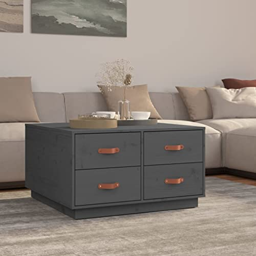 BUKSCYJS Sofa Tische Wohnzimmer,Truhentisch Couchtischcouchtisch Grau 80x80x45 cm Massivholz Kiefergeeignet FüR Wohnzimmer, Neben Dem Sofa, Arbeitszimmer, Konferenzraum