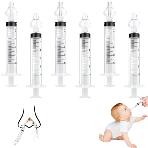 6 Piezas Segura y Cómoda Aspiradores Nasales Portátil Reutilizable Irrigador Nasal de Silicona para Bebes-10 ml