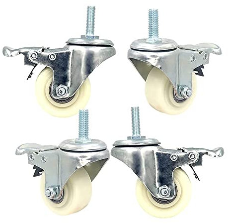 Bürorollen 2-Zoll-Lenkrollen, 4er-Set, robuste Lenkrolle, Doppellager-Design, feststellbare Schaftrollen M8/M10 mit Bremse, 4er-Set (Farbe: M8, Größe: mit Bremse) (M8-Drehgelenk) (M8 mit Bre