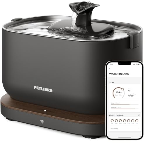 PETLIBRO App-övervakning dricksfontän för katter, Dockstream Automatisk dricksfontän för katter 2,5 L, Intelligent kontrollsystem, 2,4 GHz Wi-Fi-anslutning, Enkel rengöring, Ultratyst