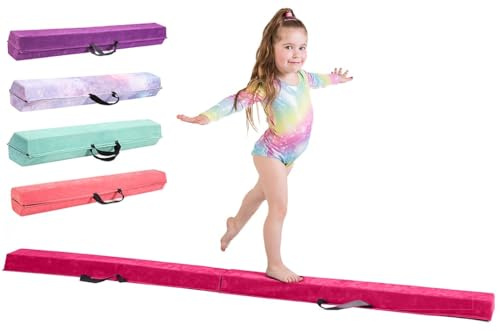 TINY TUMBLERS Gymnastik balansstråle – vikbar, tillverkad av 100 % EVA-skum, fuskmocka, inbyggda handtag och bärväska – perfekt för barn och vuxna