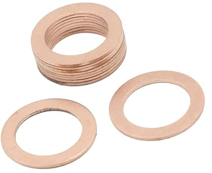 A ABSOPRO Kupfer-Dichtringe flach für Autodichtungen, Plattenringe M17 x 25mm x 1mm (Set aus 10 Stück)
