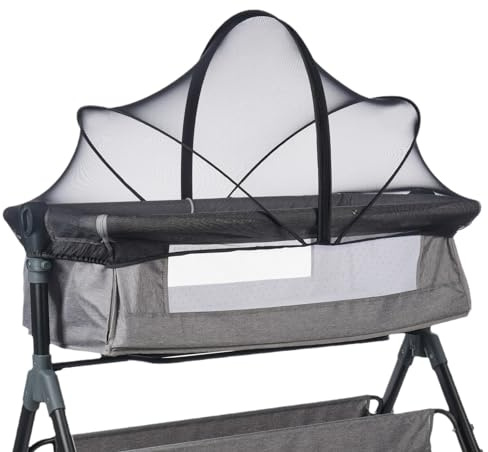 Liemuao Moskitonetz für Kinderbetten, Universal, mit Reißverschluss, Babybettzelt aus feinmaschigem Stoff, für drinnen und draußen (Schwarz, 65 x 110 cm)
