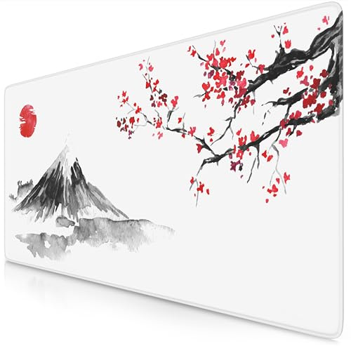 CSL-Computer TITANWOLF - XXL Speed Gaming Mauspad 900 x 400mm - XXL Mousepad - Tischunterlage Large Size - verbessert Präzision und Geschwindigkeit - Ink Sakura 4