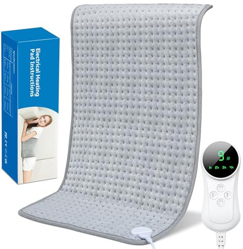 Gofady Heizkissen 30×60cm Wärmekissen Elektrisch mit Abschaltautomatik und 9 Temperaturstufen, Heizkissen für Rücken, Nacken, Schulter, Bauch, Maschinenwaschbar