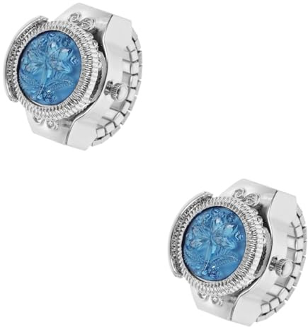 SAFIGLE 2stücke Stylische Fingeruhr Im Ringdesign Handgefertigte Quarzuhr Mit -Deckel Und Dekorativem Rosendesign Für Damen Für Partys Und Alltag Erhältlich